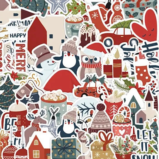 50 Christmas Sticker Set - Waterproof