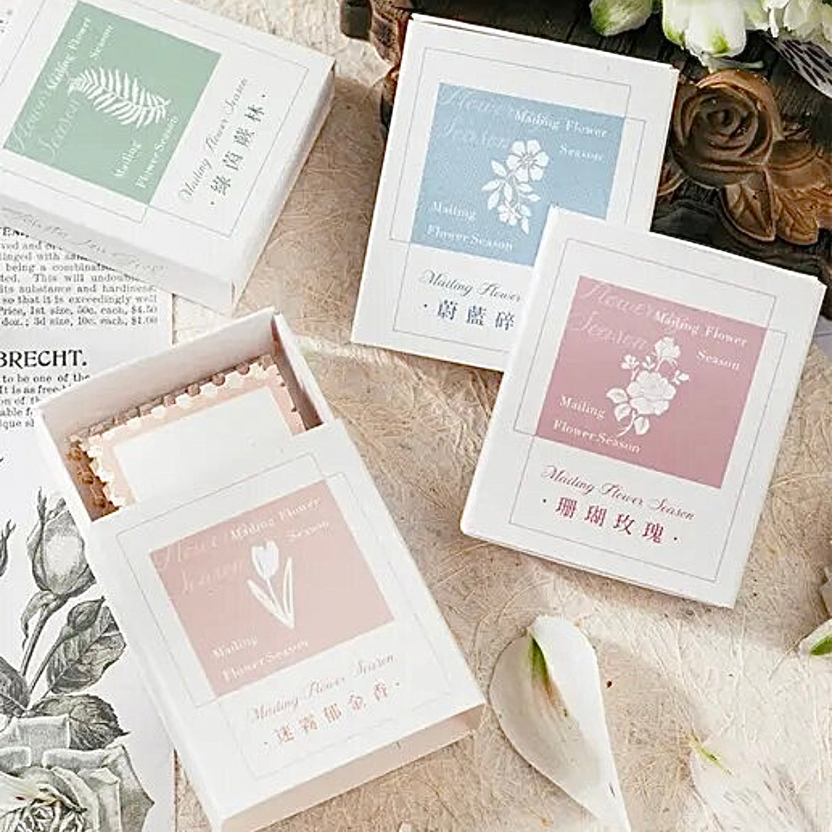 Vintage Floral Paper Stamp Set