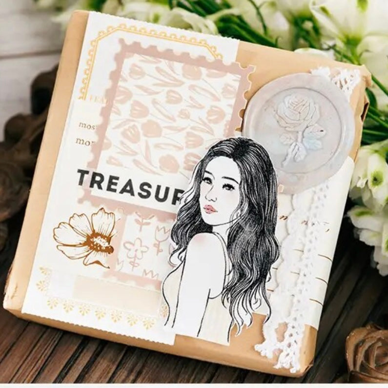 Vintage Floral Paper Stamp Set