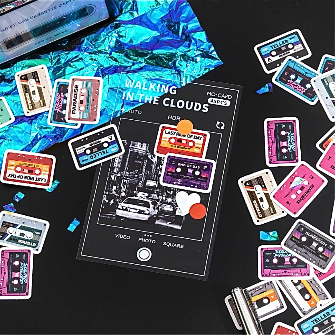 Retro Cassette Tape Sticker Set