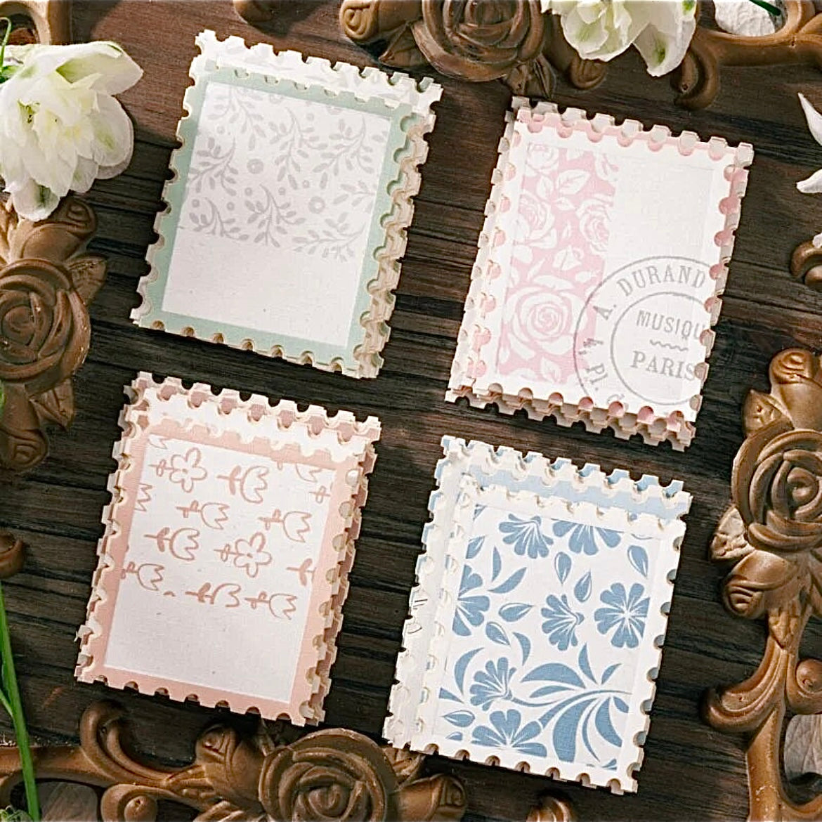 Vintage Floral Paper Stamp Set