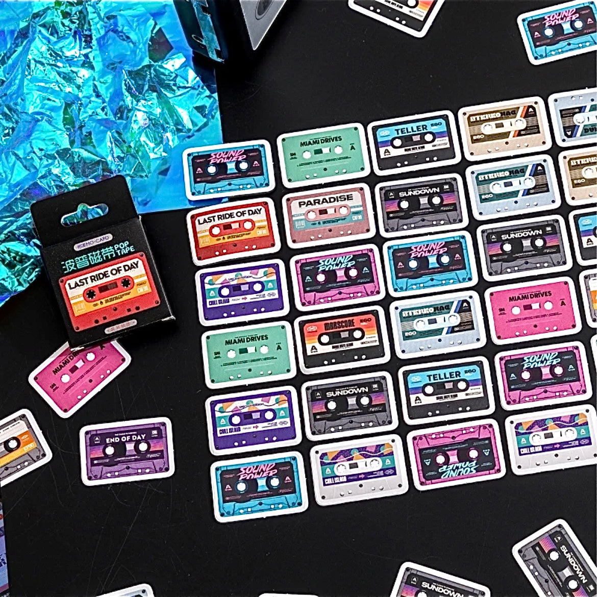 Retro Cassette Tape Sticker Set