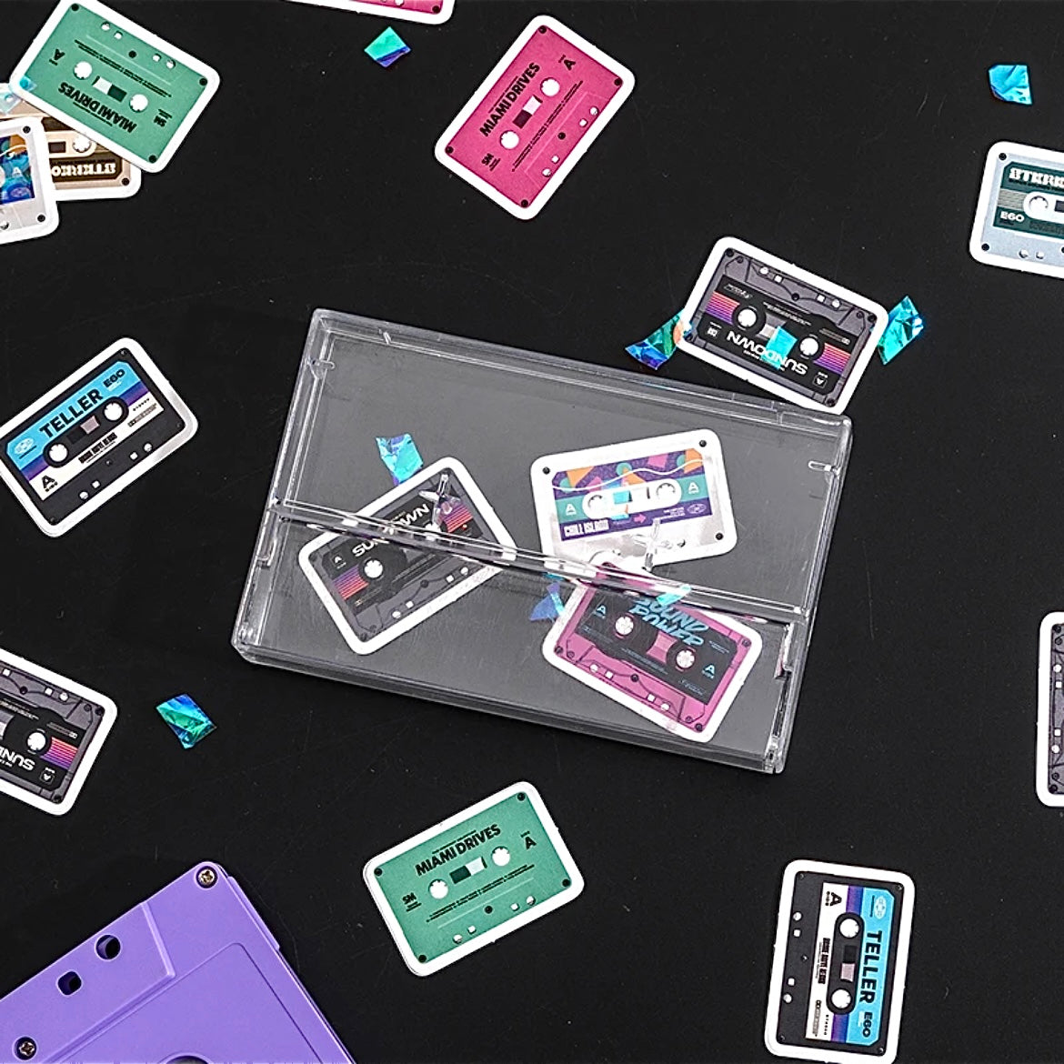 Retro Cassette Tape Sticker Set