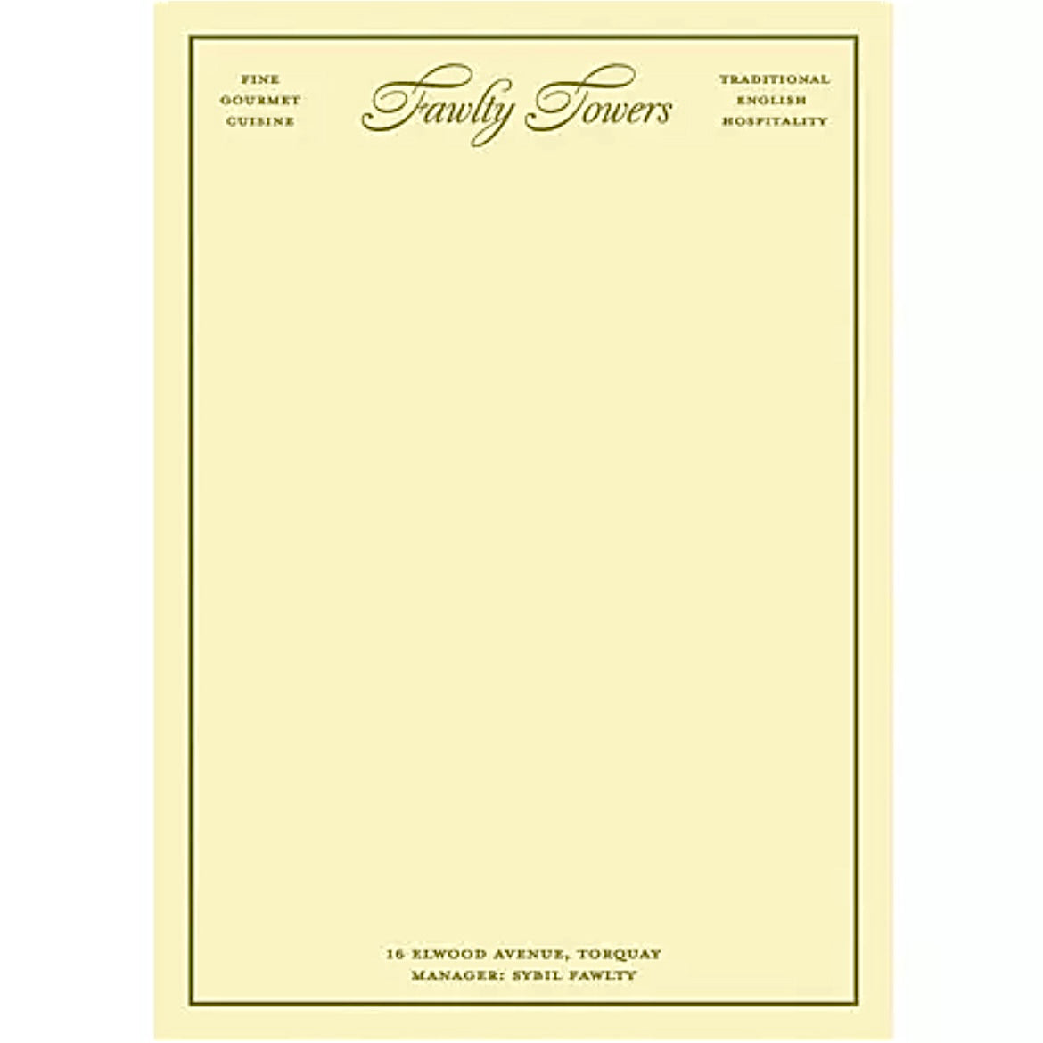 Fictional Hotel Notepad