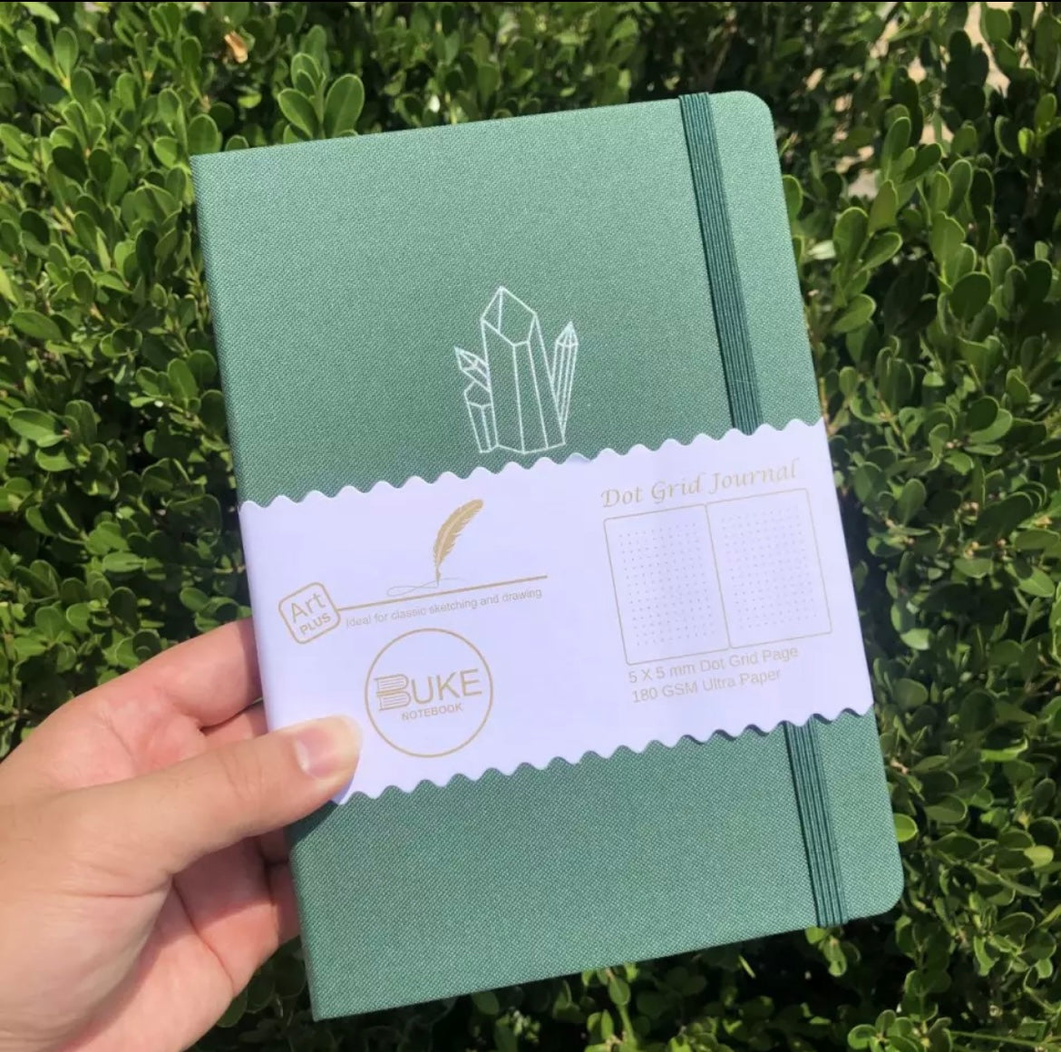 green crystal dot grid bullet journal