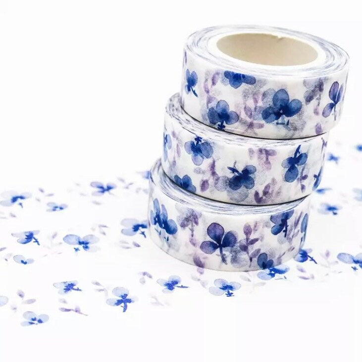 Watercolour Blue Floral Washi Tape
