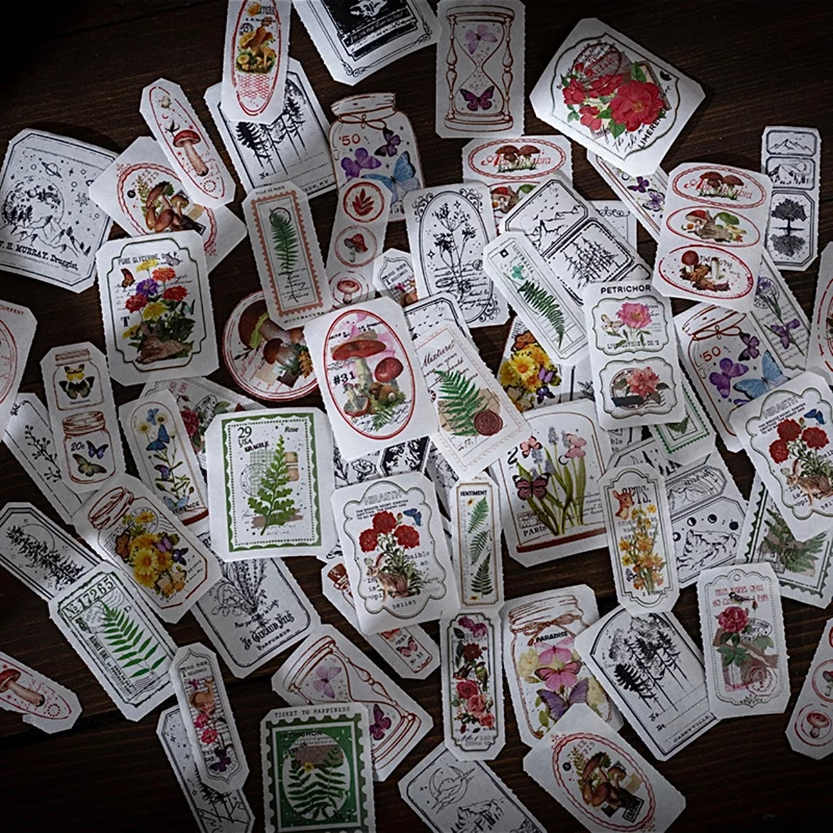 Botanical Stamp Sticker Rolls