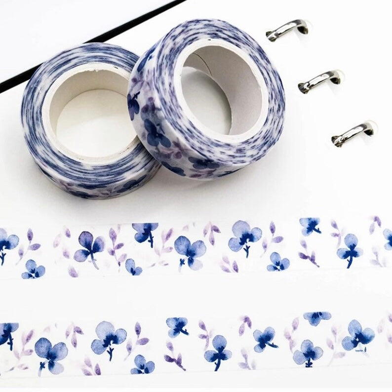 Watercolour Blue Floral Washi Tape