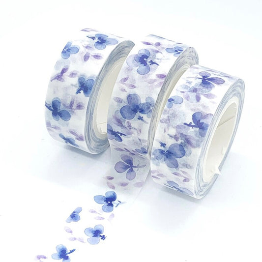 blue and purple watercolour floral washi tape