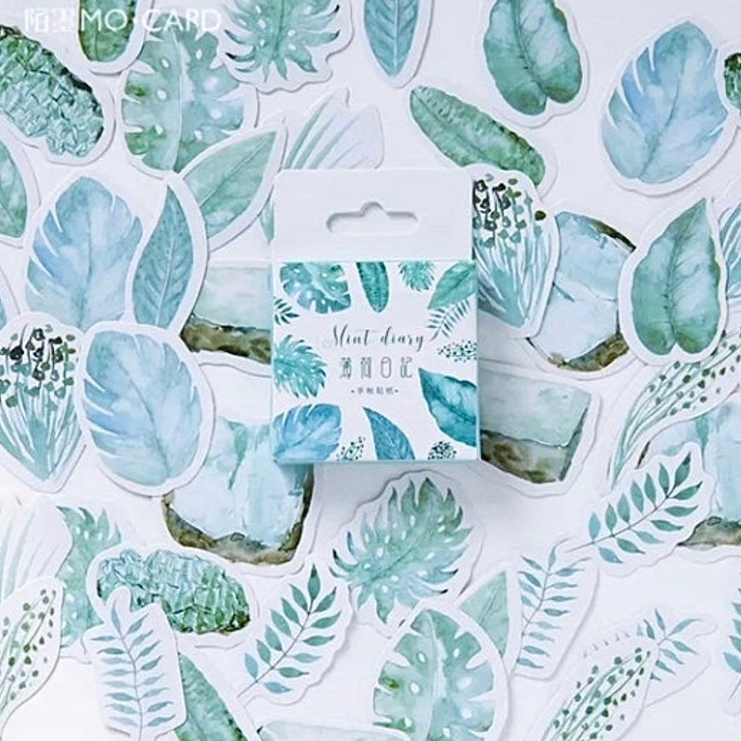 watercolour leaf stickers