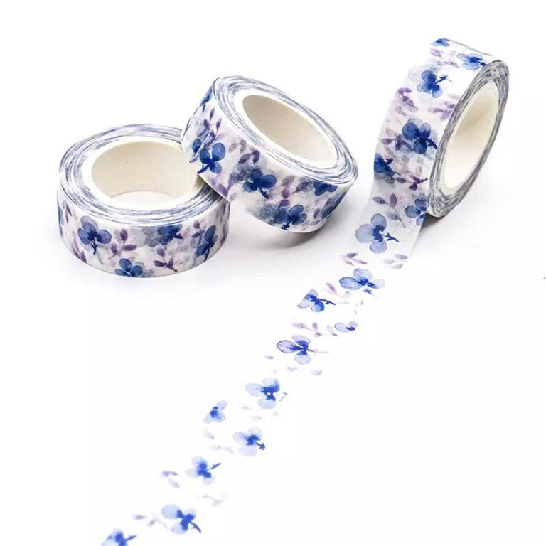 Watercolour Blue Floral Washi Tape