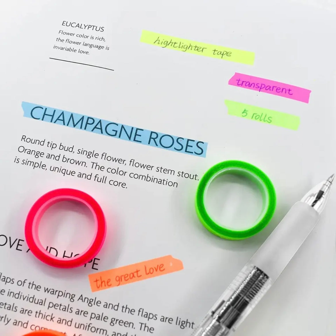 Transparent Highlighter Roll Set