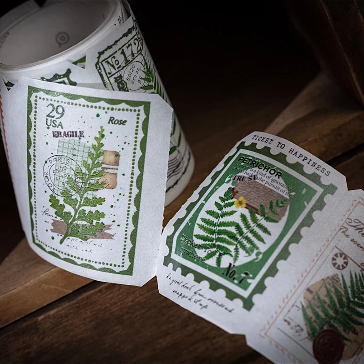 Botanical Stamp Sticker Rolls