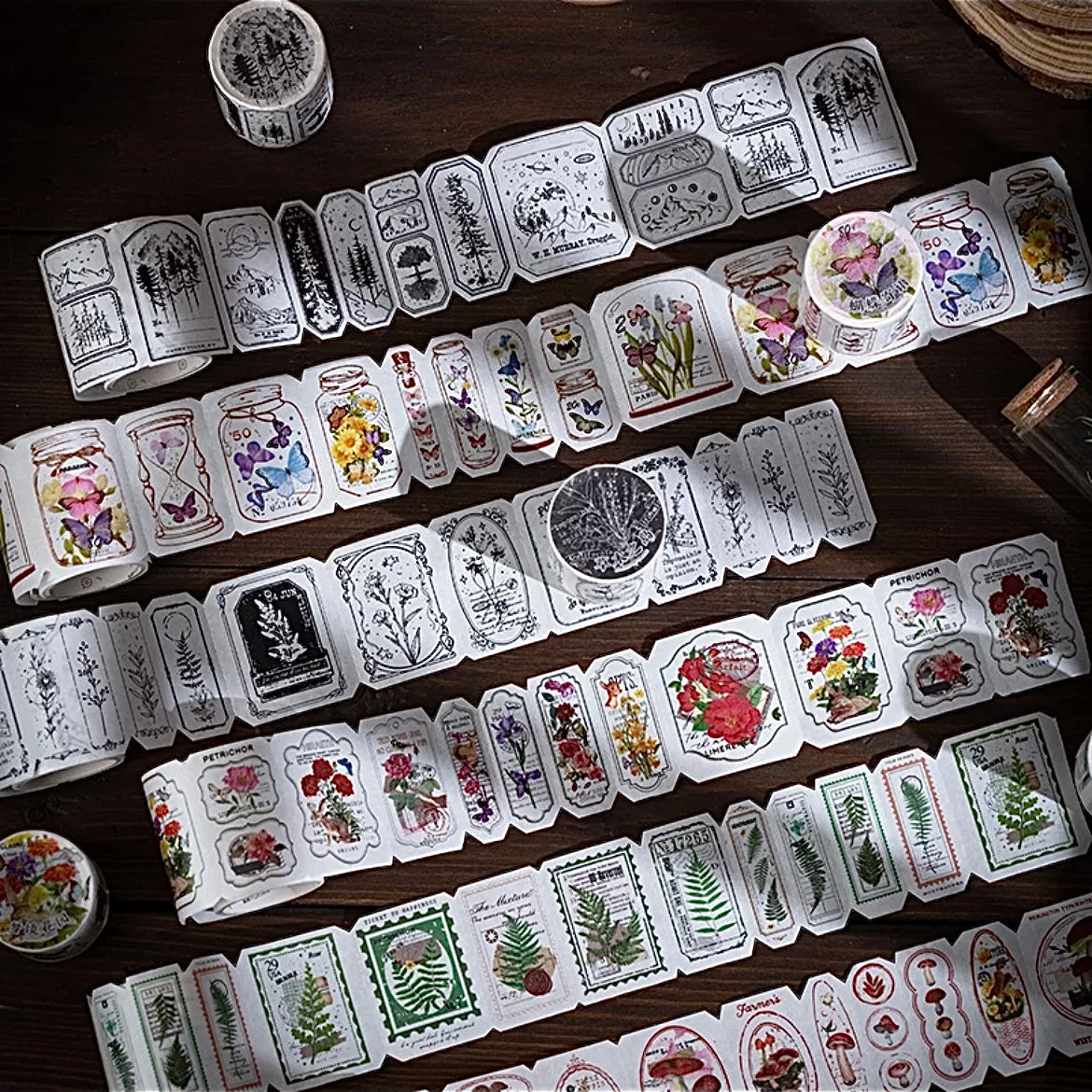 Botanical Stamp Sticker Rolls