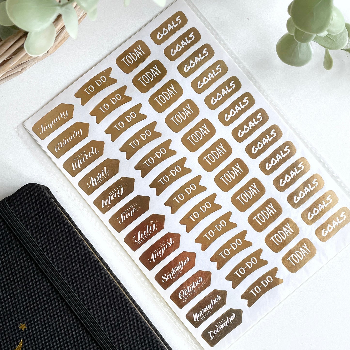 160gsm Dot Grid Bullet Journal - Gold Edged Moon