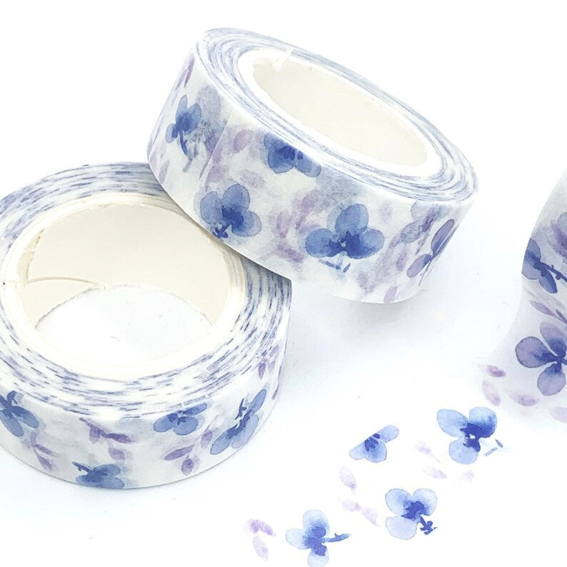 Watercolour Blue Floral Washi Tape