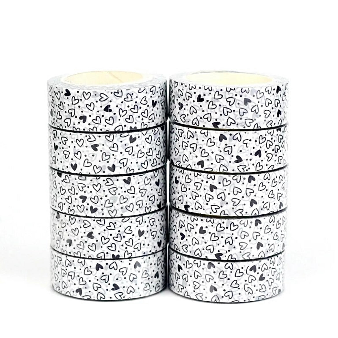 Black & White Cluster Heart Washi Tape