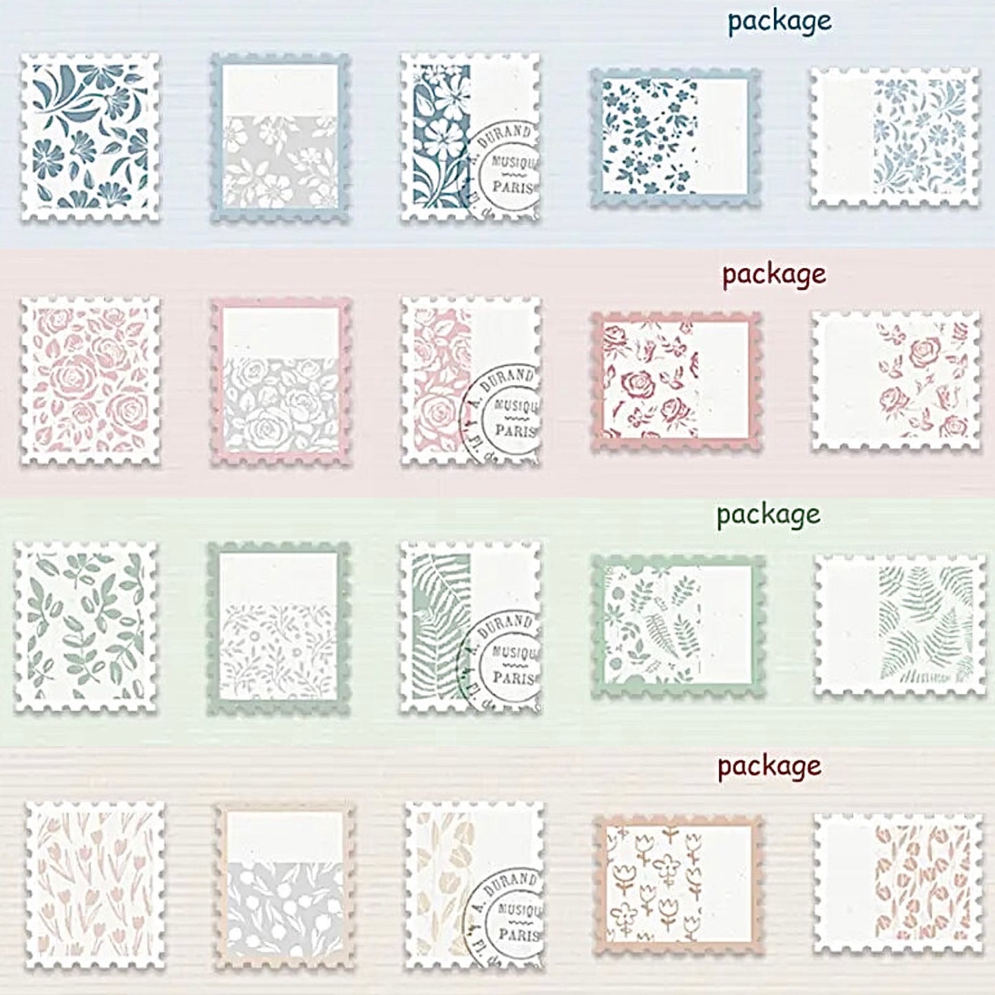 Vintage Floral Paper Stamp Set