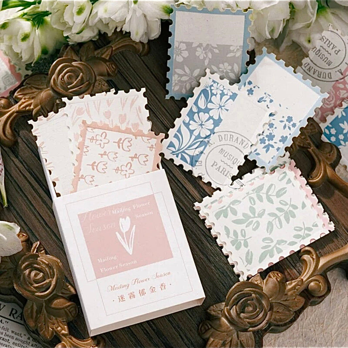 Vintage Floral Paper Stamp Set