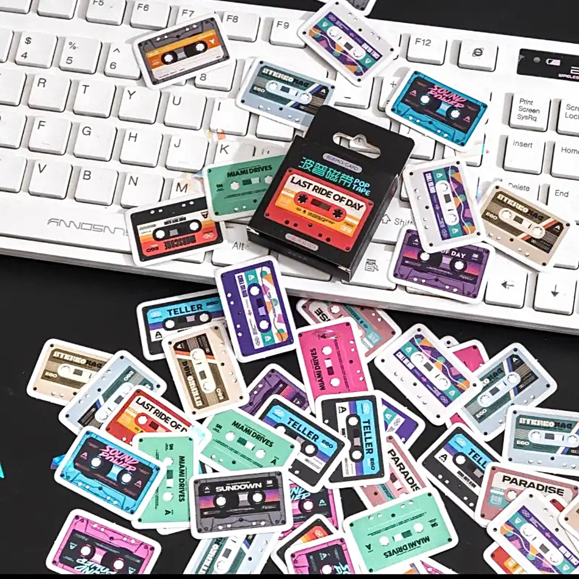 Retro Cassette Tape Sticker Set