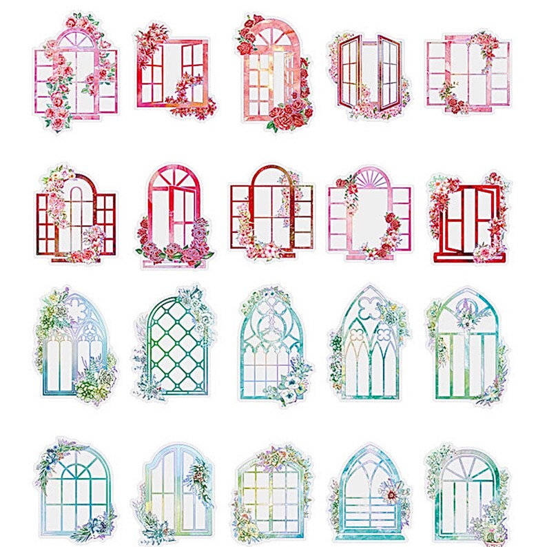 Window Sticky Frame Vintage Floral Window Frame Stickers – Scribblet Stationery