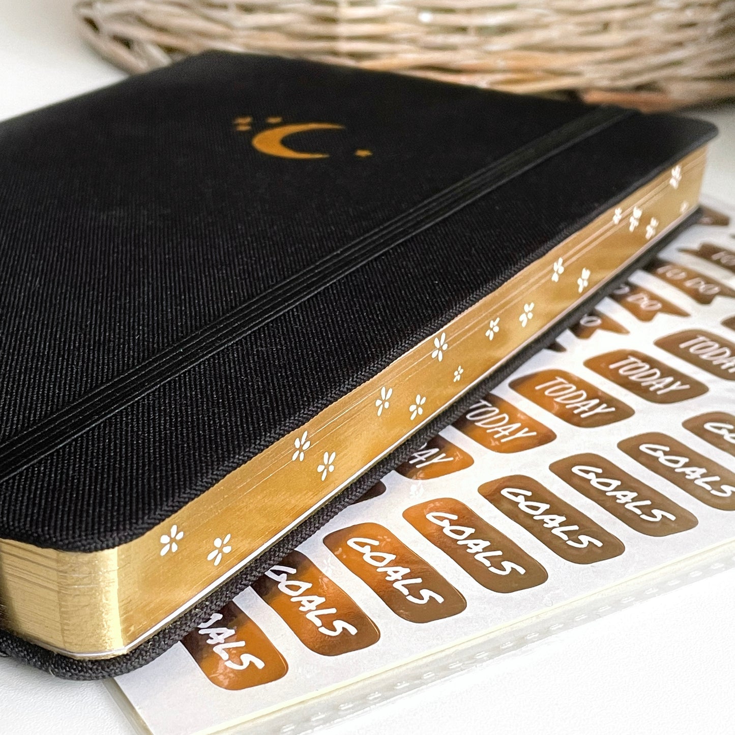 160gsm Dot Grid Bullet Journal - Gold Edged Moon