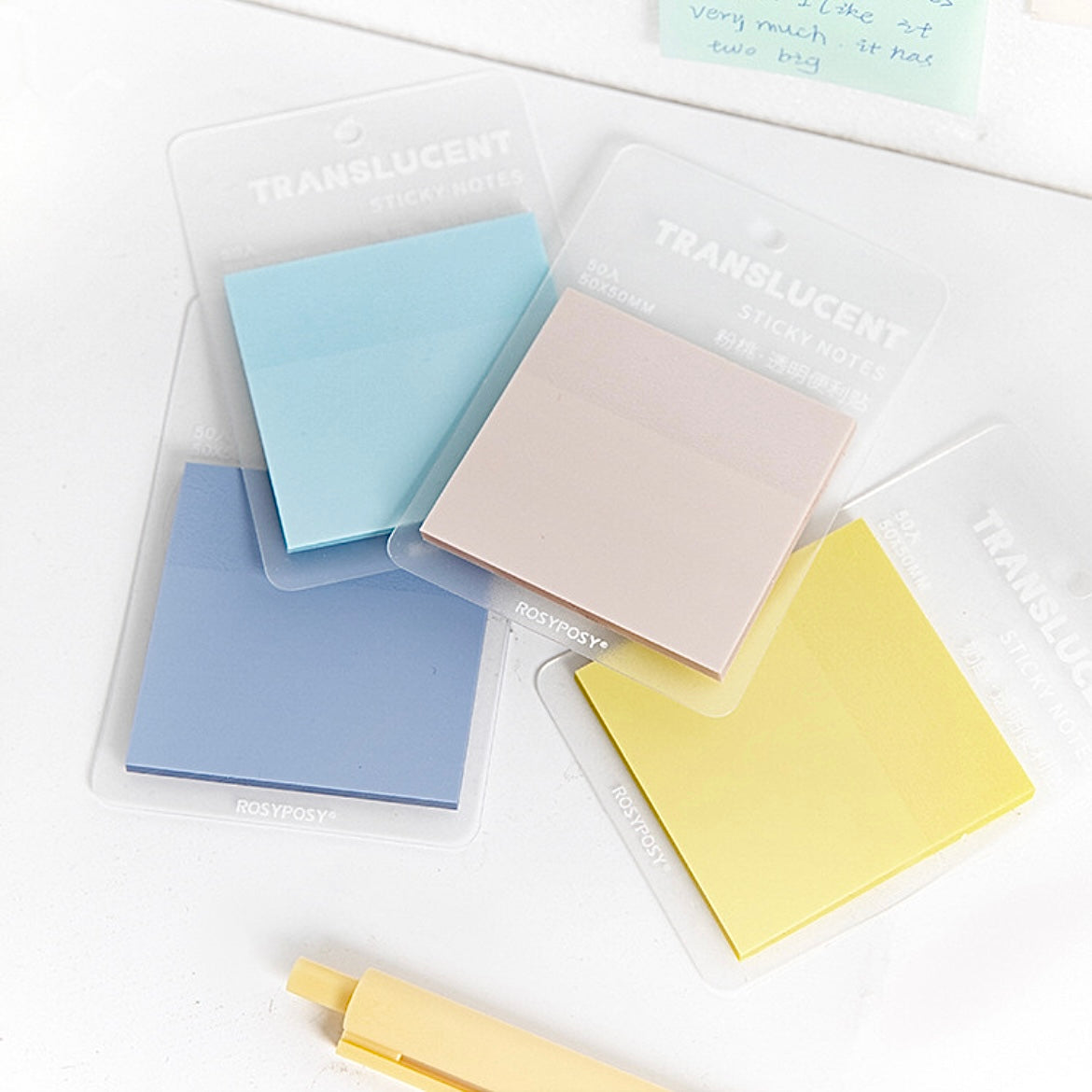 Coloured Transparent Sticky Notes Clear Pastel Memo Pad School