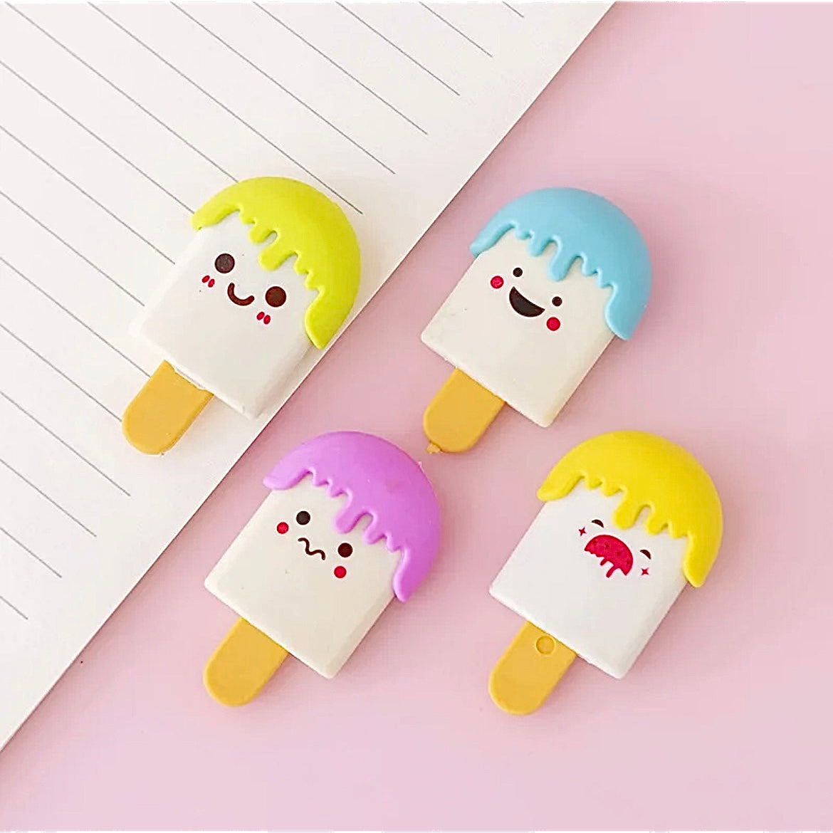 kawaii ice lolly erasers kids stationery